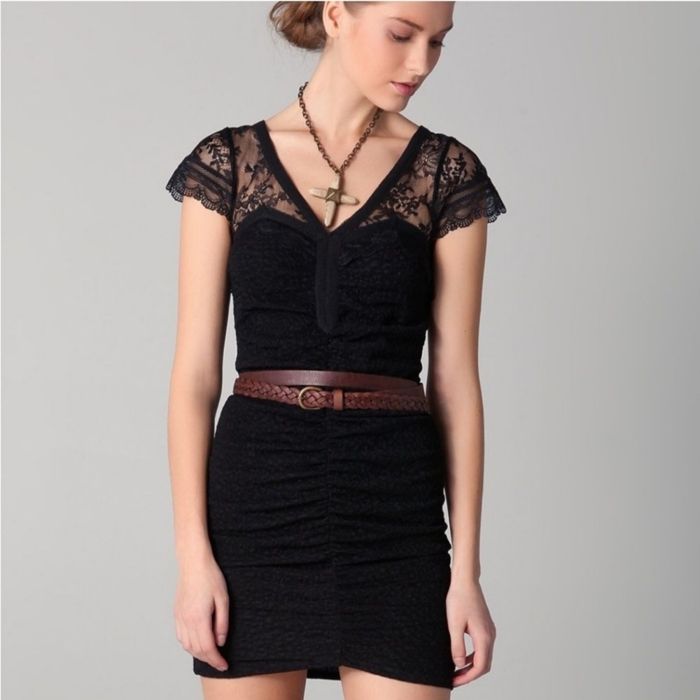 Free People Envy black lace bodycon Whimpsy Goth Witchy Grunge Mini Dress